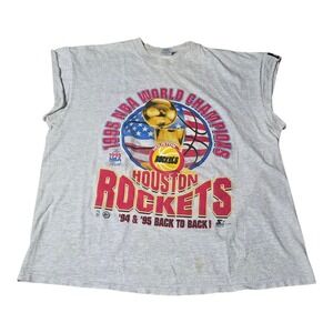 Vintage 1995 Houston Rockets NBA Champions T-Shirt XXL Starter Back-to-Back...